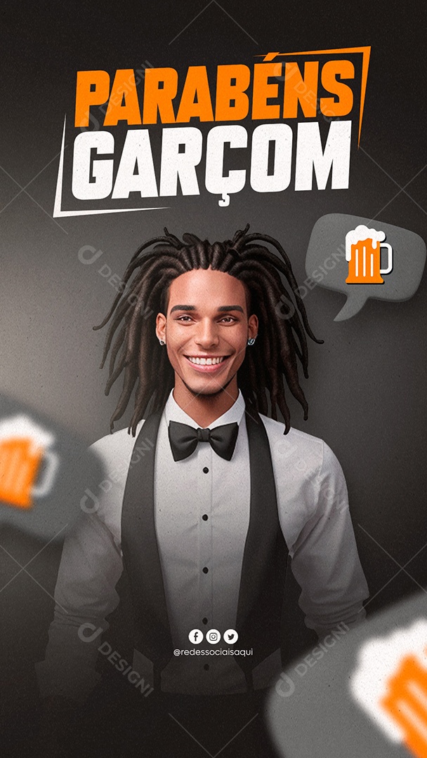 Story Parabéns Garçom Social Media PSD Editável