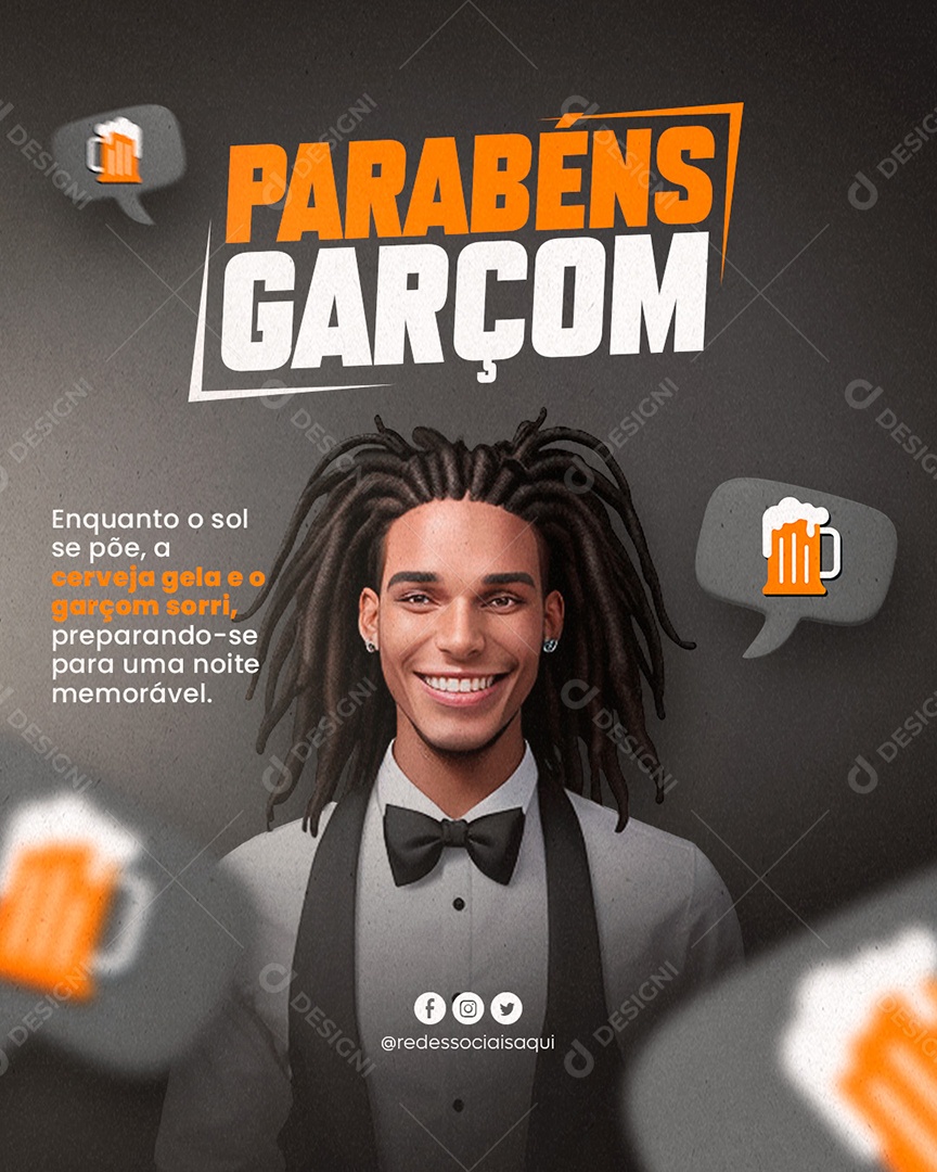 Dia Do Garçom Social Media PSD Editável