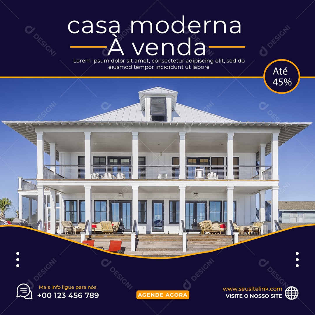 Social Media Casa Moderna Imobiliária PSD Editável