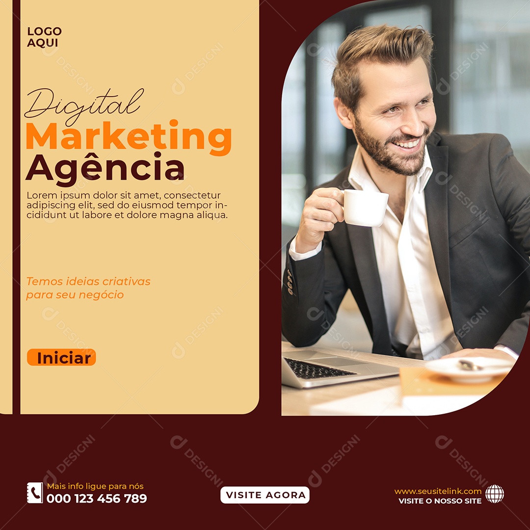 Social Media Marketing Digital Ideias Criativas PSD Editável