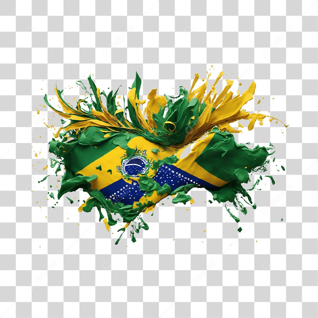 Tintas Bandeira do Brasil Splash PNG Transparente