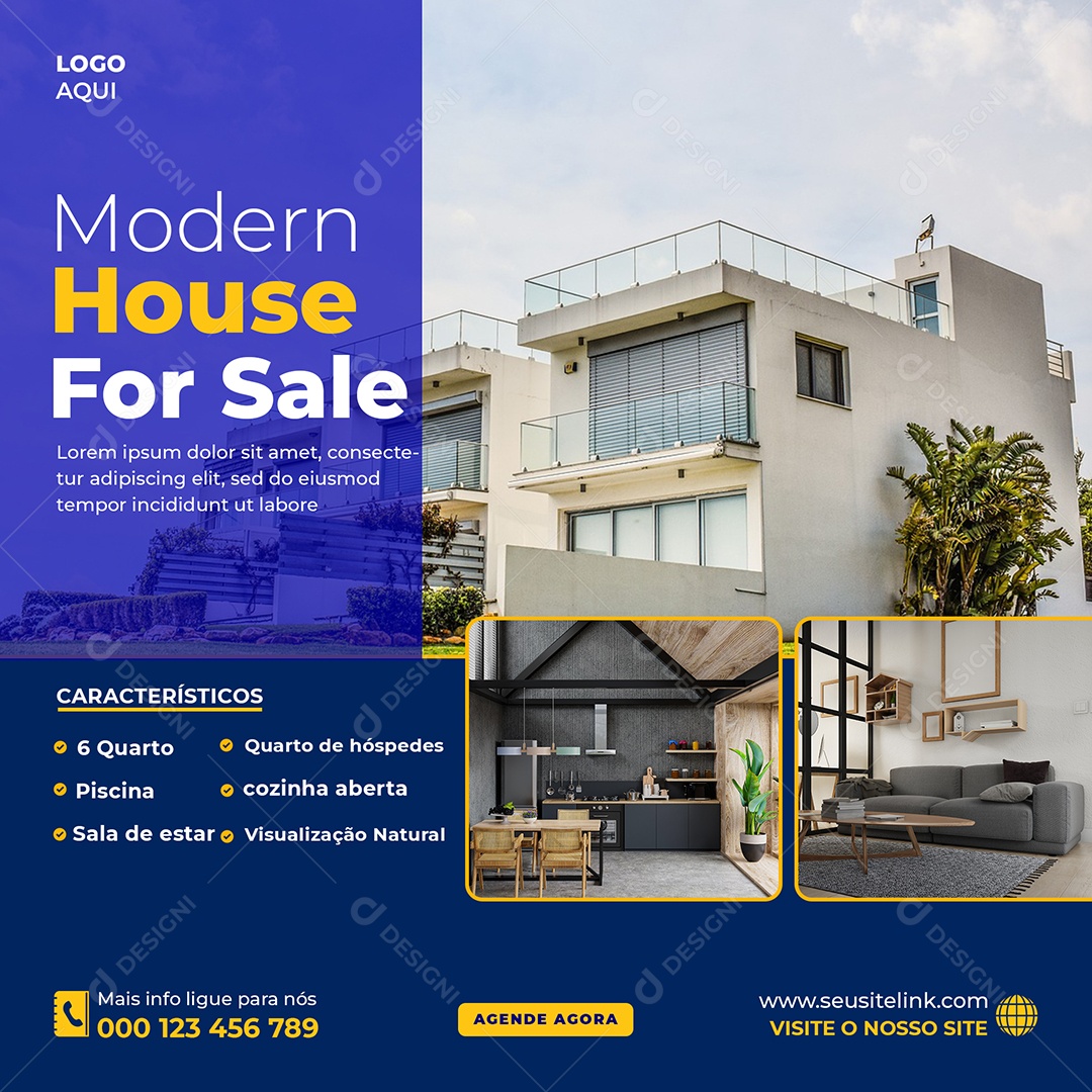 Moderna Casa Imobiliária Social Media PSD Editável