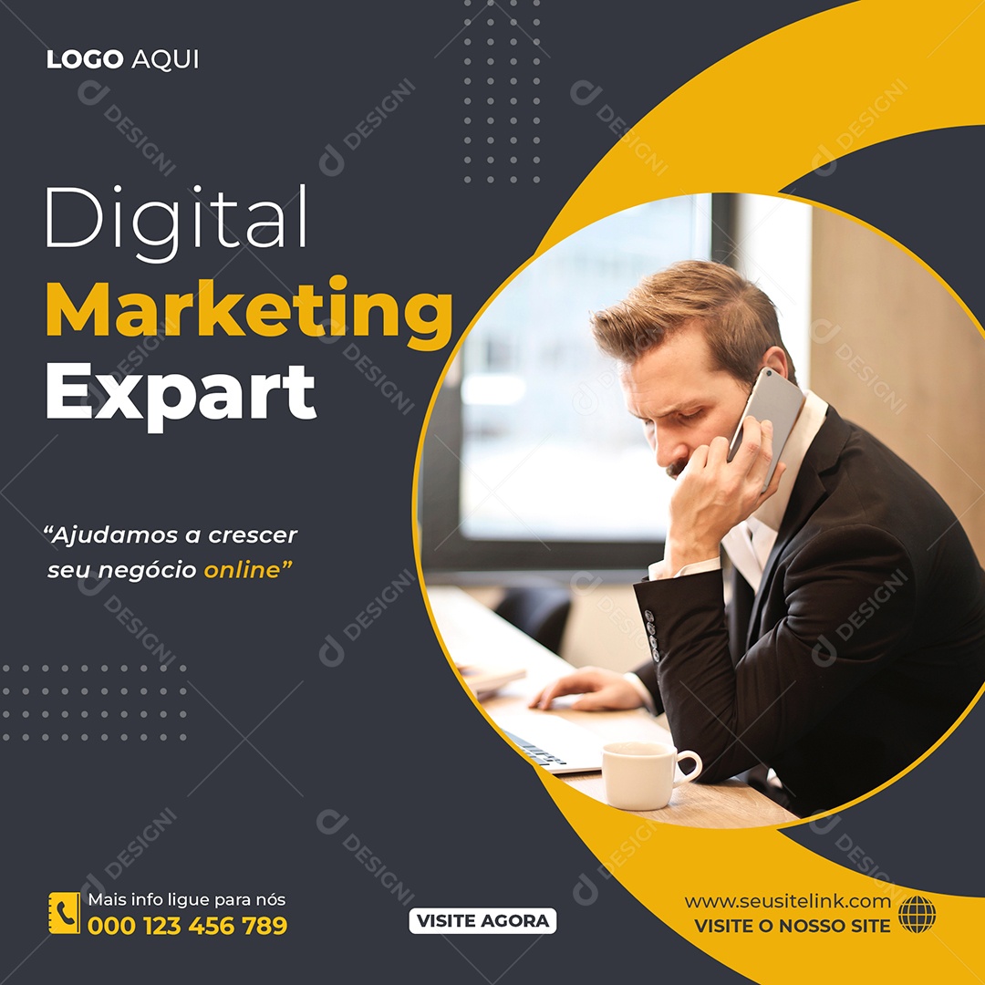 Social Media Marketing Digital Seu Negócio Online PSD Editável