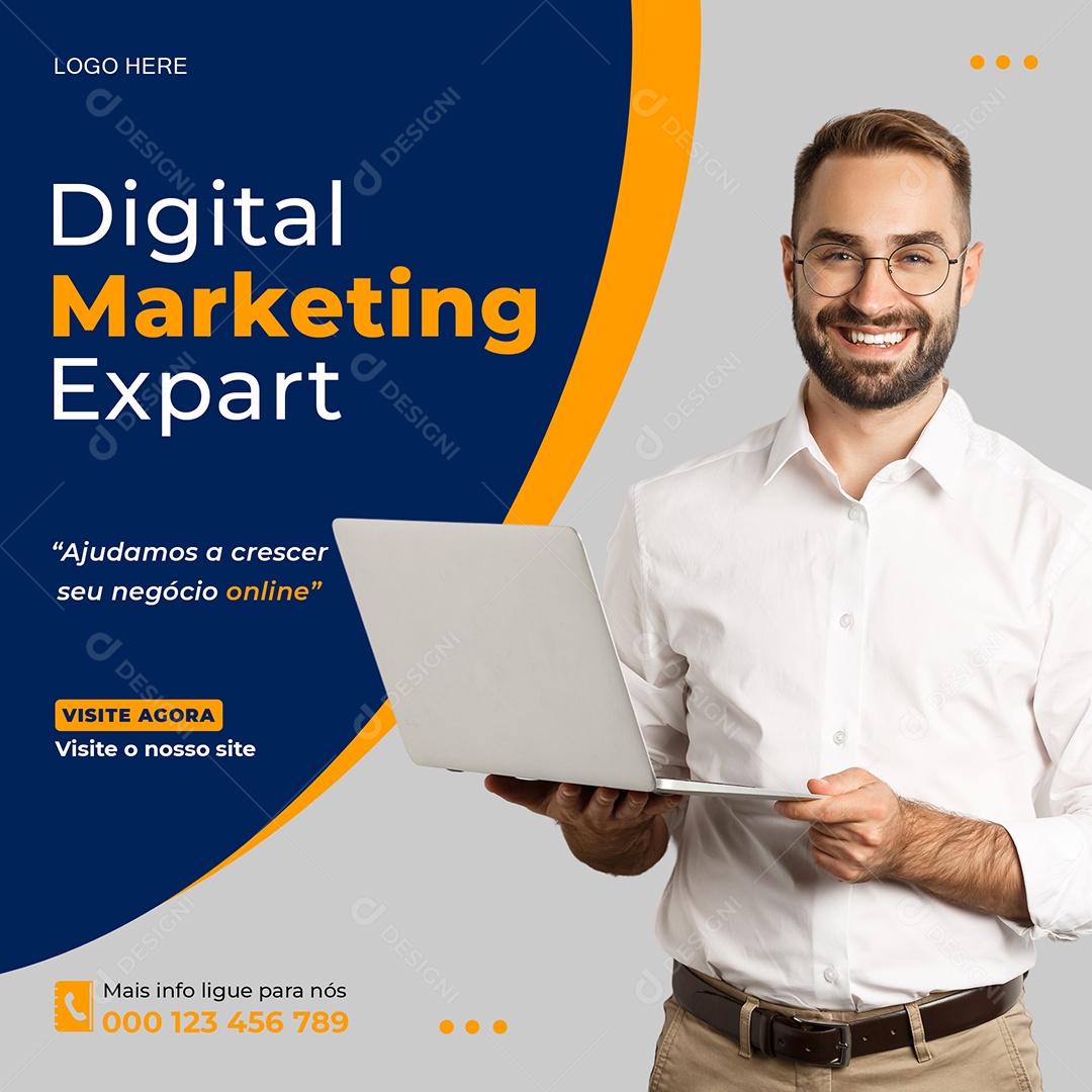 Marketing Digital Negócio Online Social Media PSD Editável