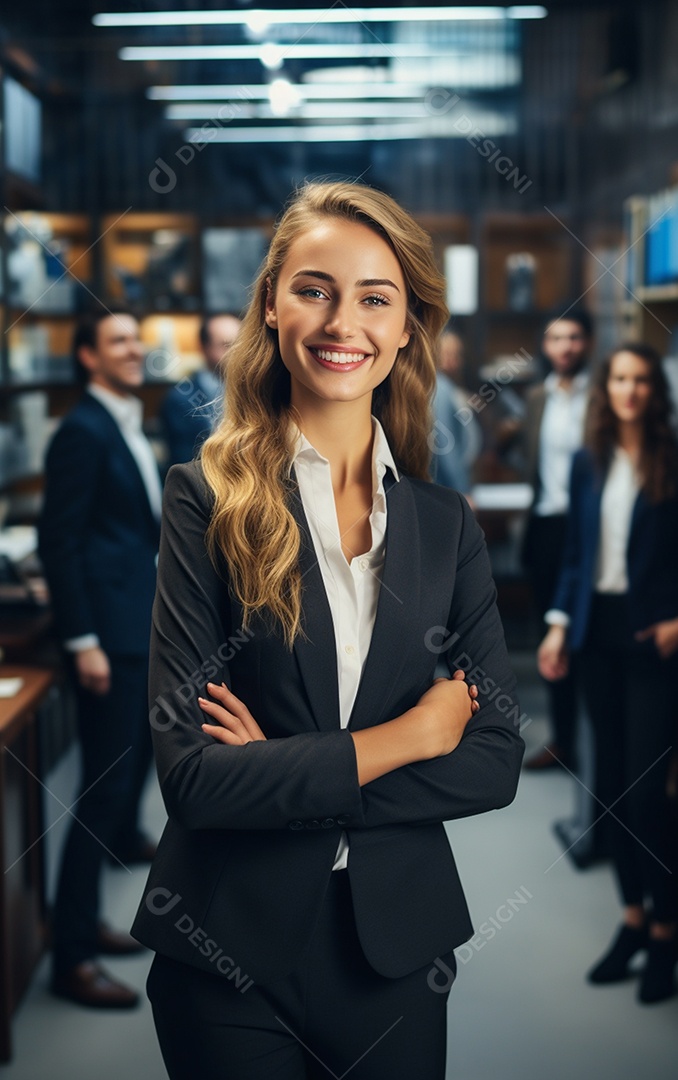 Retrato de mulheres de negócios alegres em terno sob medida