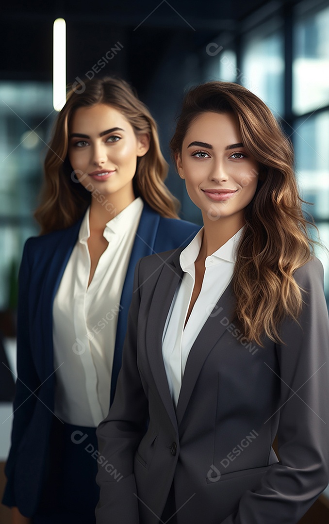 Retrato de mulheres de negócios alegres em terno sob medida