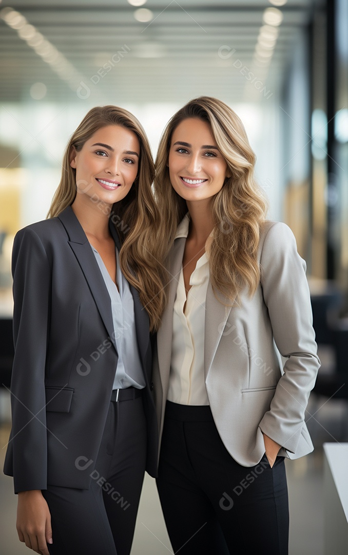 Retrato de mulheres de negócios alegres em terno sob medida