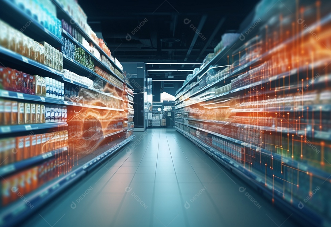 Detalhes prateleira do supermercado