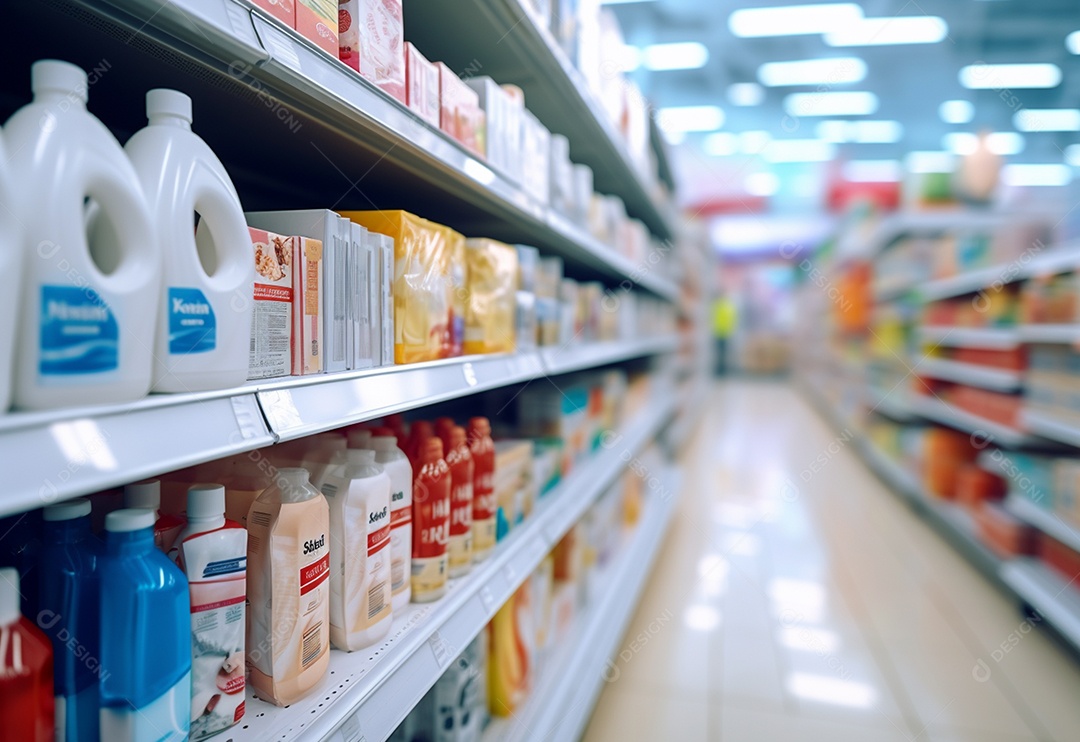 Detalhes prateleira do supermercado