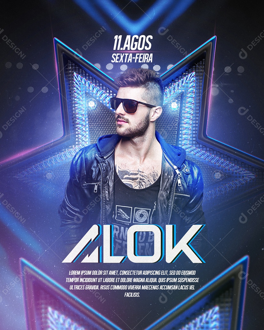 Flyer DJ Alok Sexta Feira Social Media PSD Editável