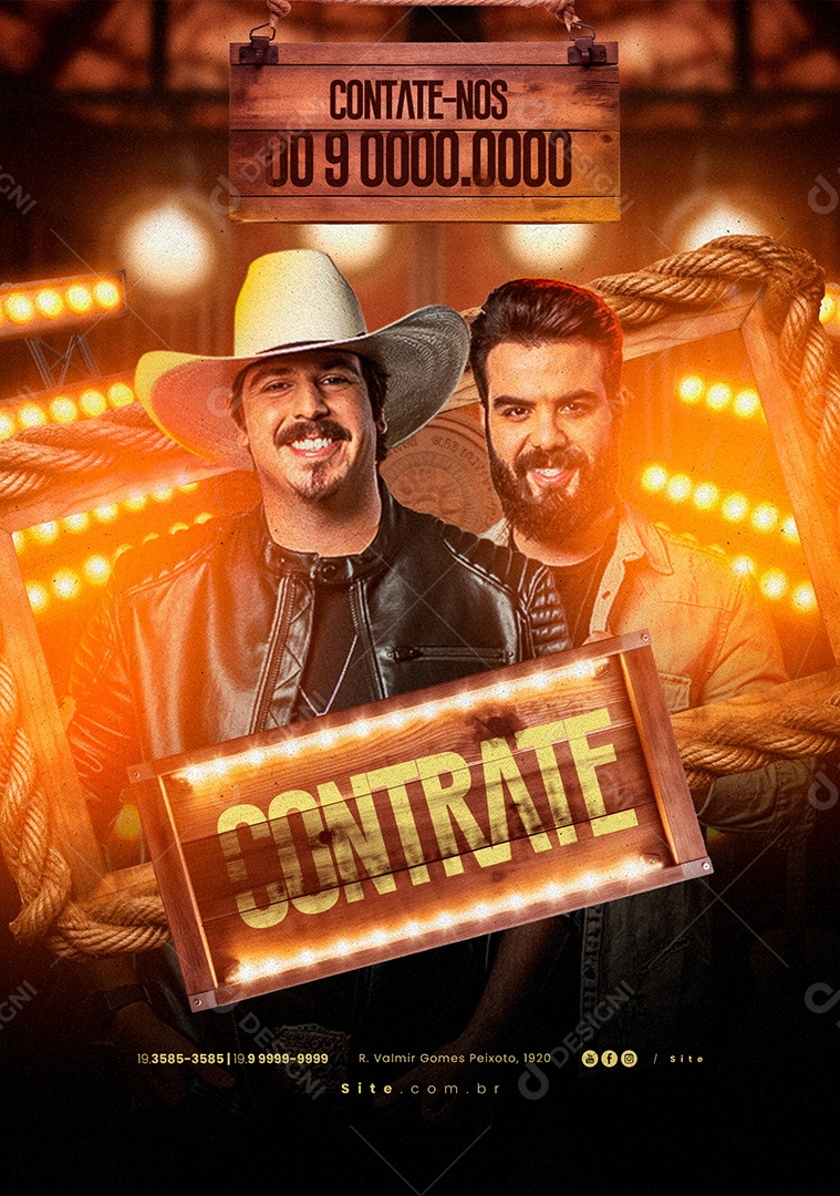 Flyer Contrate Fiduma & Jeca Social Media PSD Editável