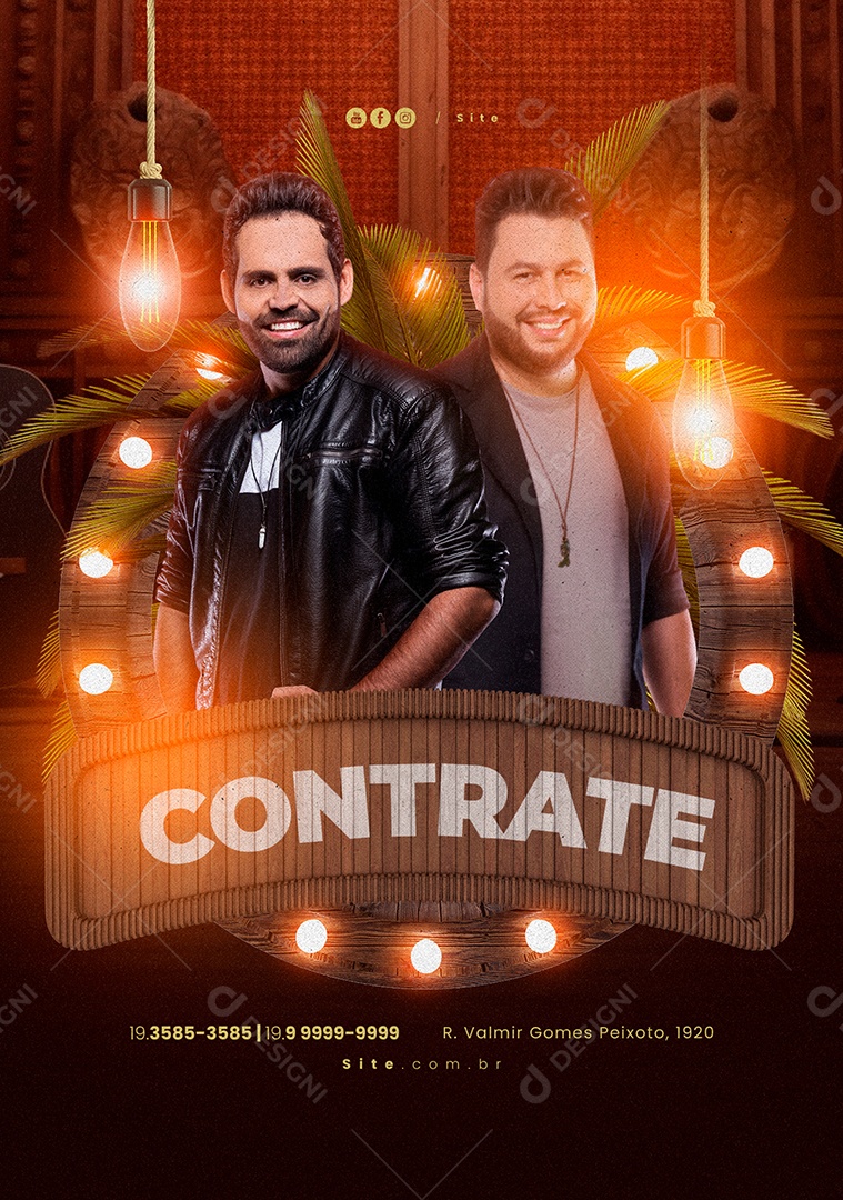 Flyer Sertanejo Contrate Social Media PSD Editável