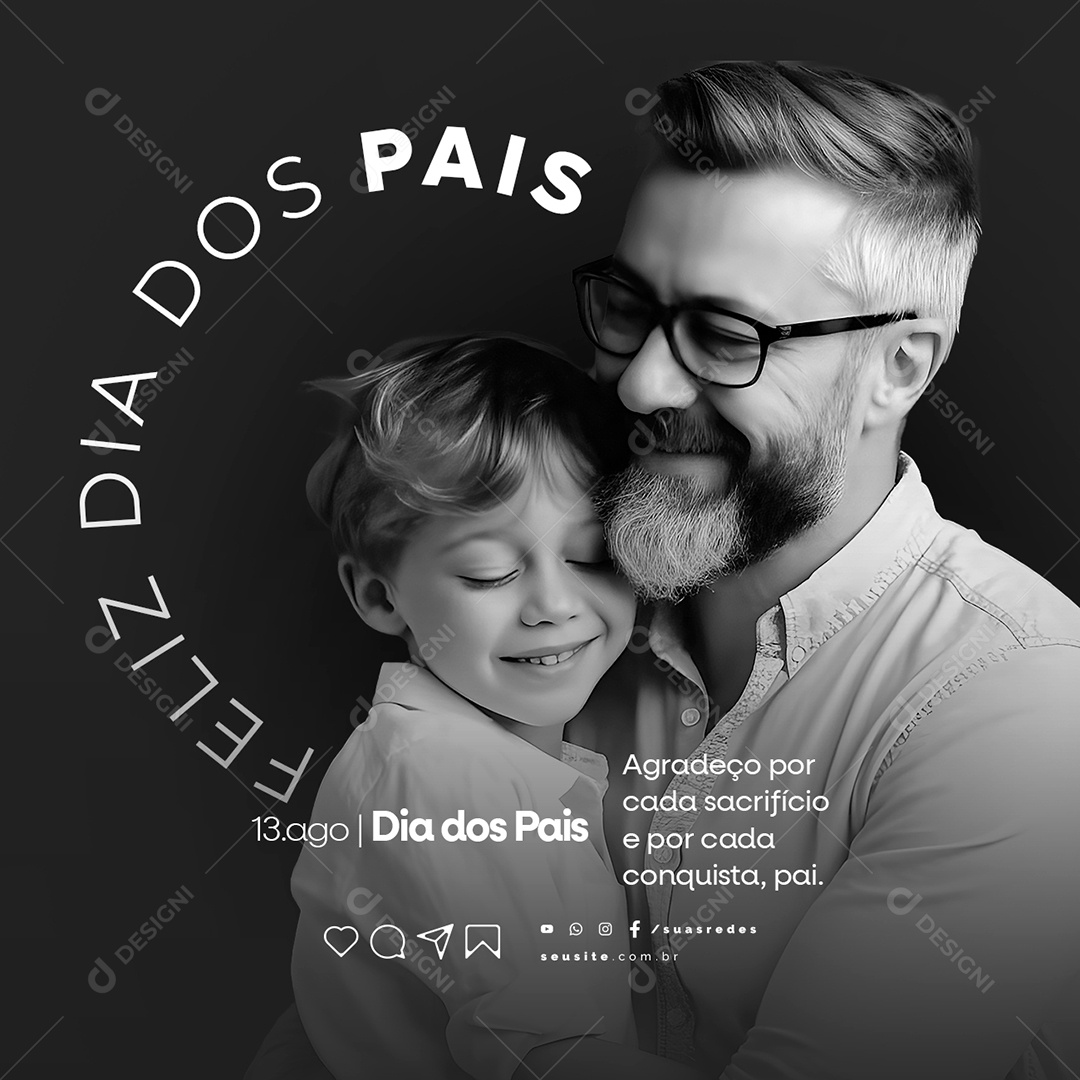 Dia dos Pais 13 de Agosto Social Media PSD Editável