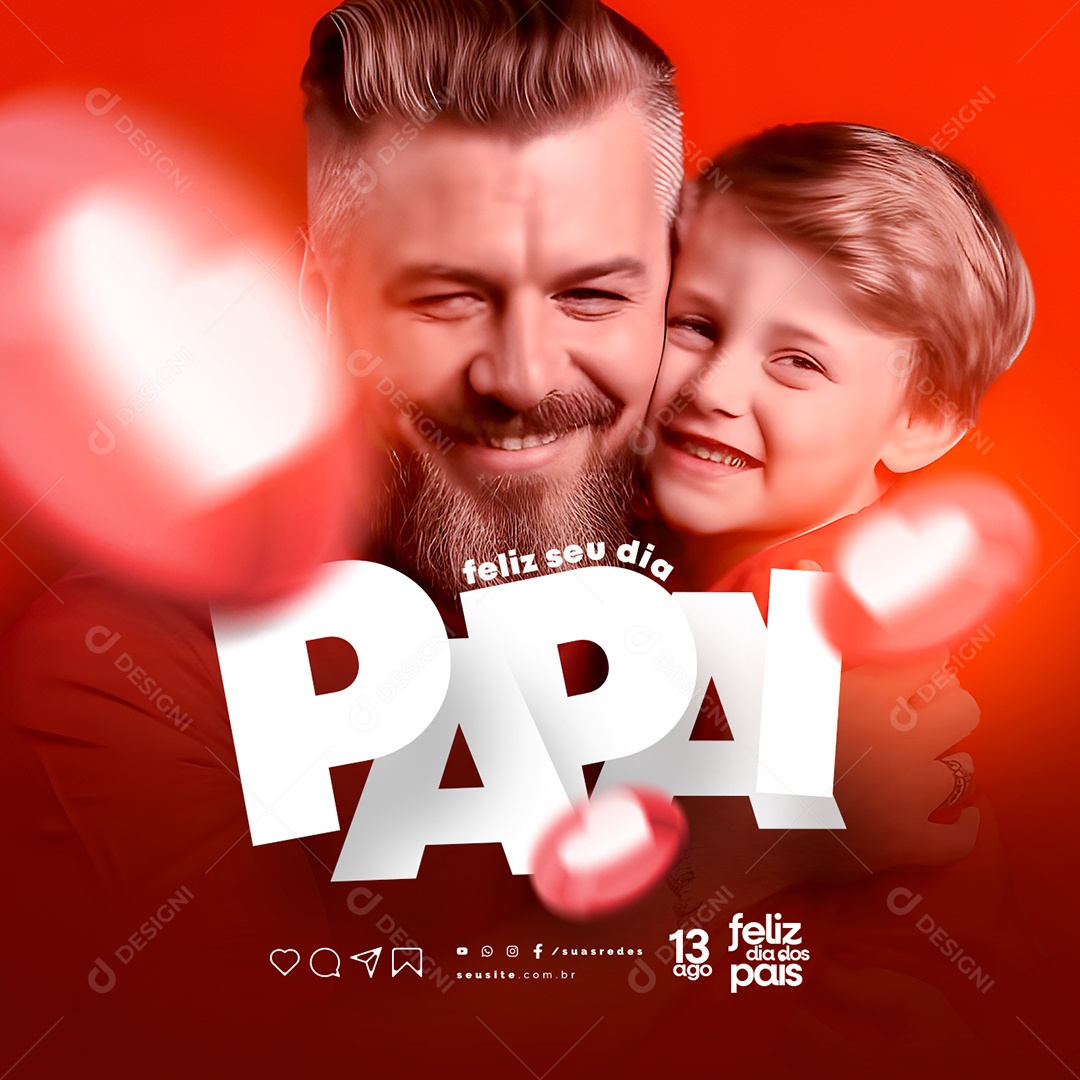 Social Media 13 de Agosto Feliz Dia dos Pais PSD Editável