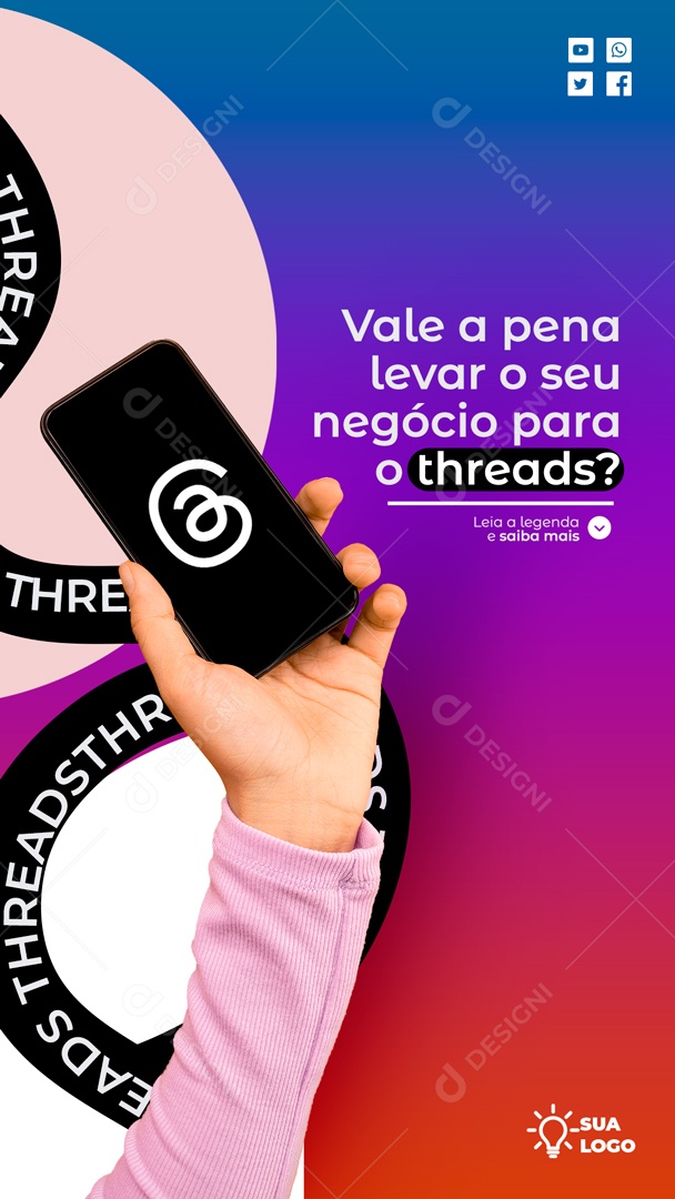 Social Media Story Seu Negócio Para o Threads PSD Editável