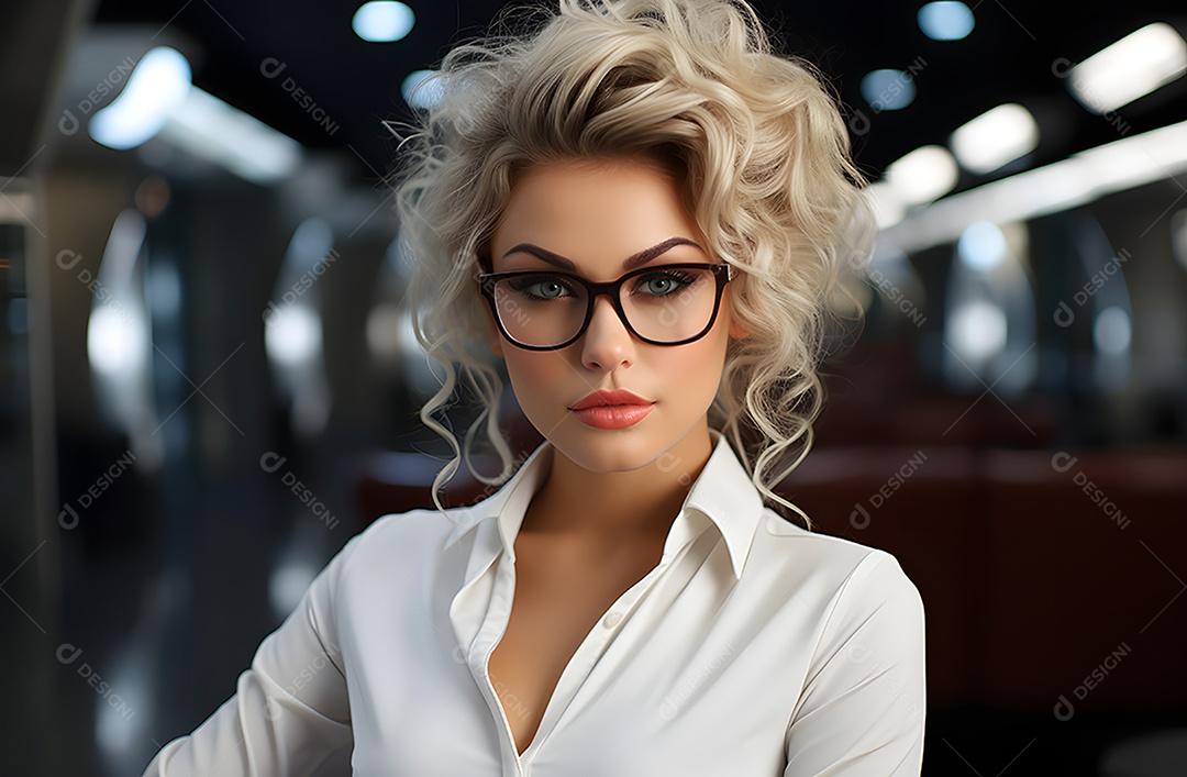 Linda mulher atendente sorridente