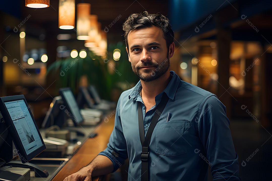 Linda mulher atendente sorridente