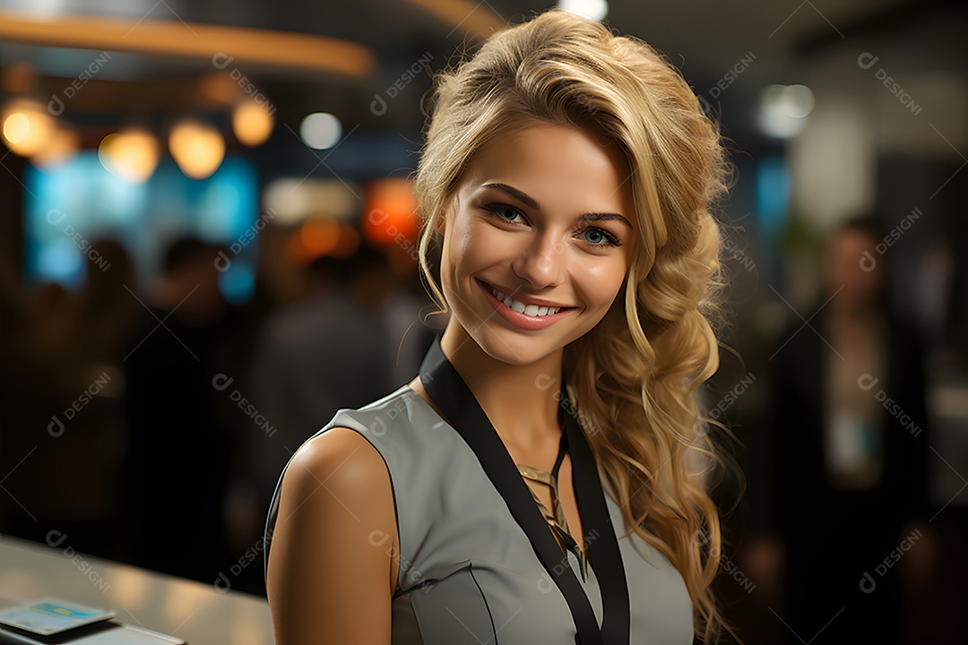 Linda mulher atendente sorridente