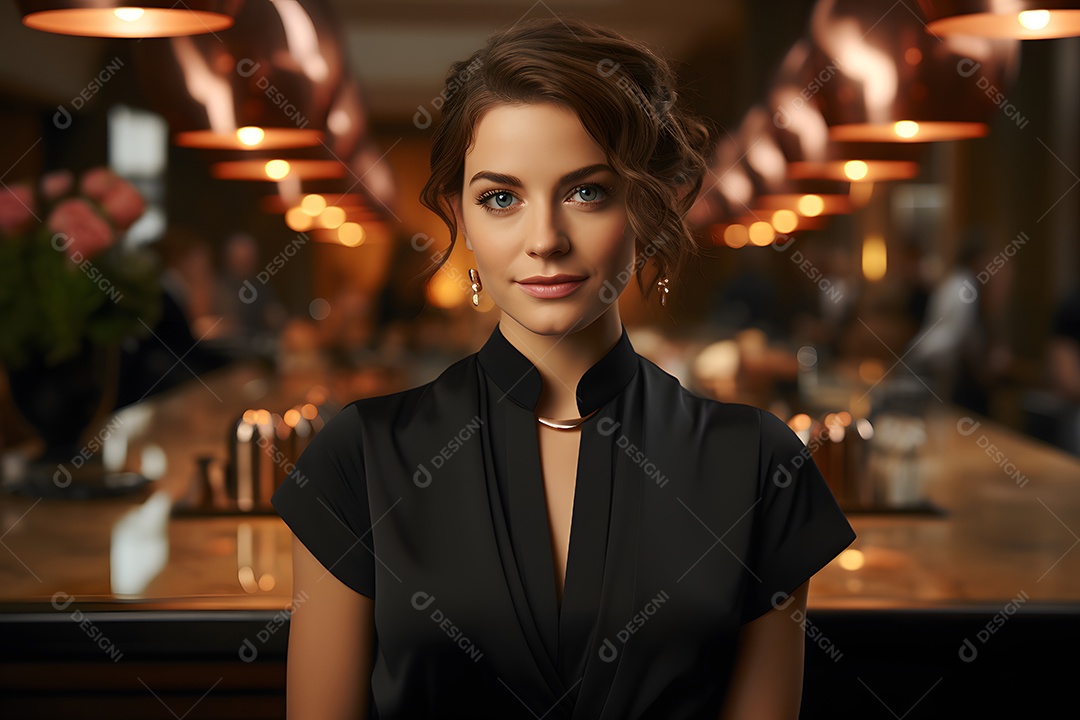 Linda mulher atendente sorridente