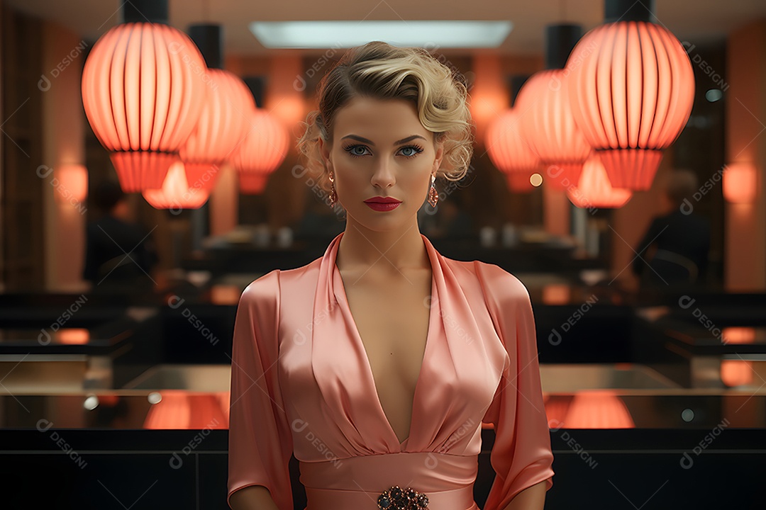 Linda mulher atendente sorridente