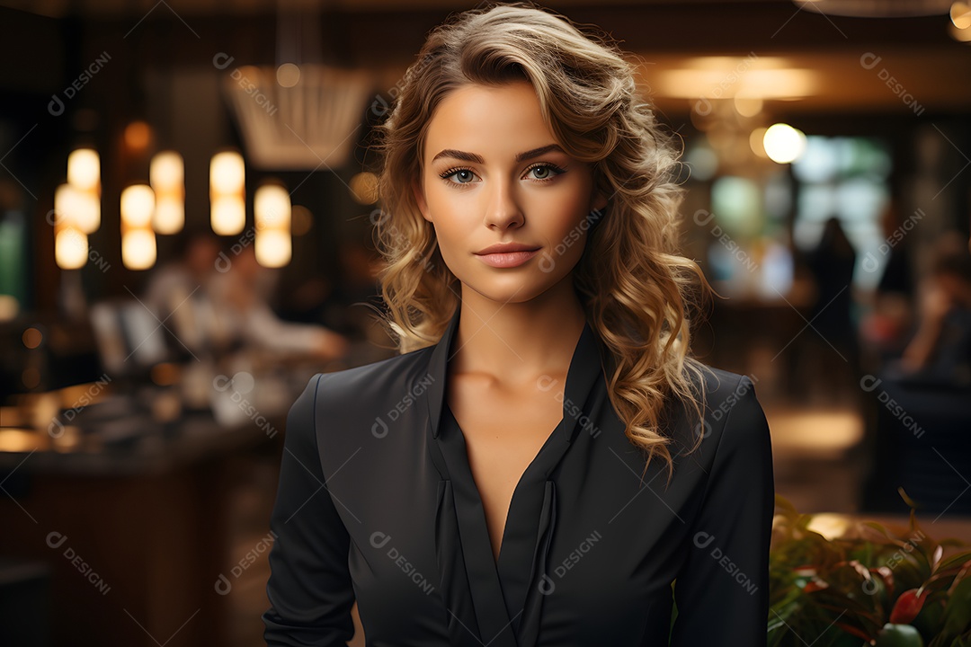 Linda mulher atendente sorridente