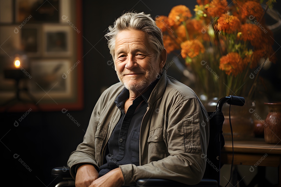 Homem com esclerose doença do sistema nervoso