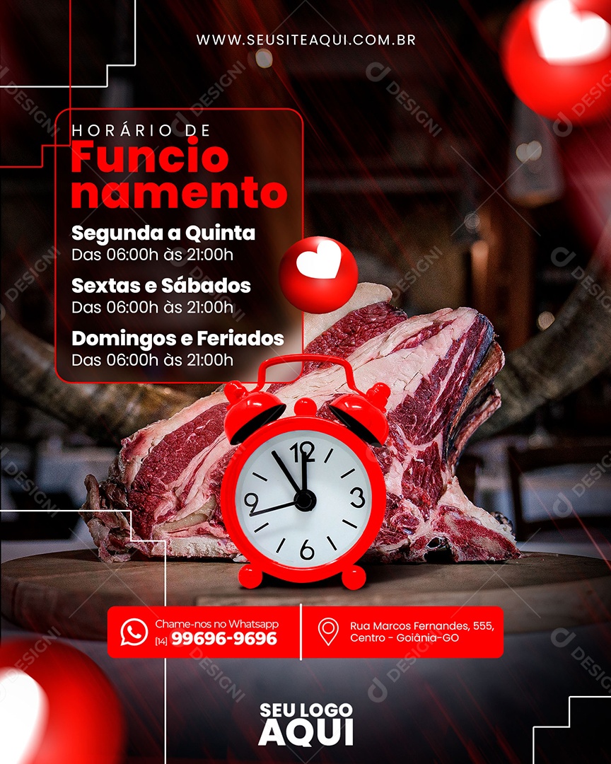 Social Media Horário De Funcionamento Açougue PSD Editável