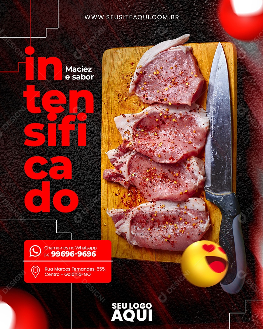 Social Media Maciez e Sabor Intensificado Açougue PSD Editável