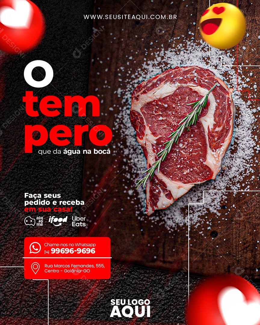 Social Media o Tempero Que Da Água Na Boca Açougue PSD Editável