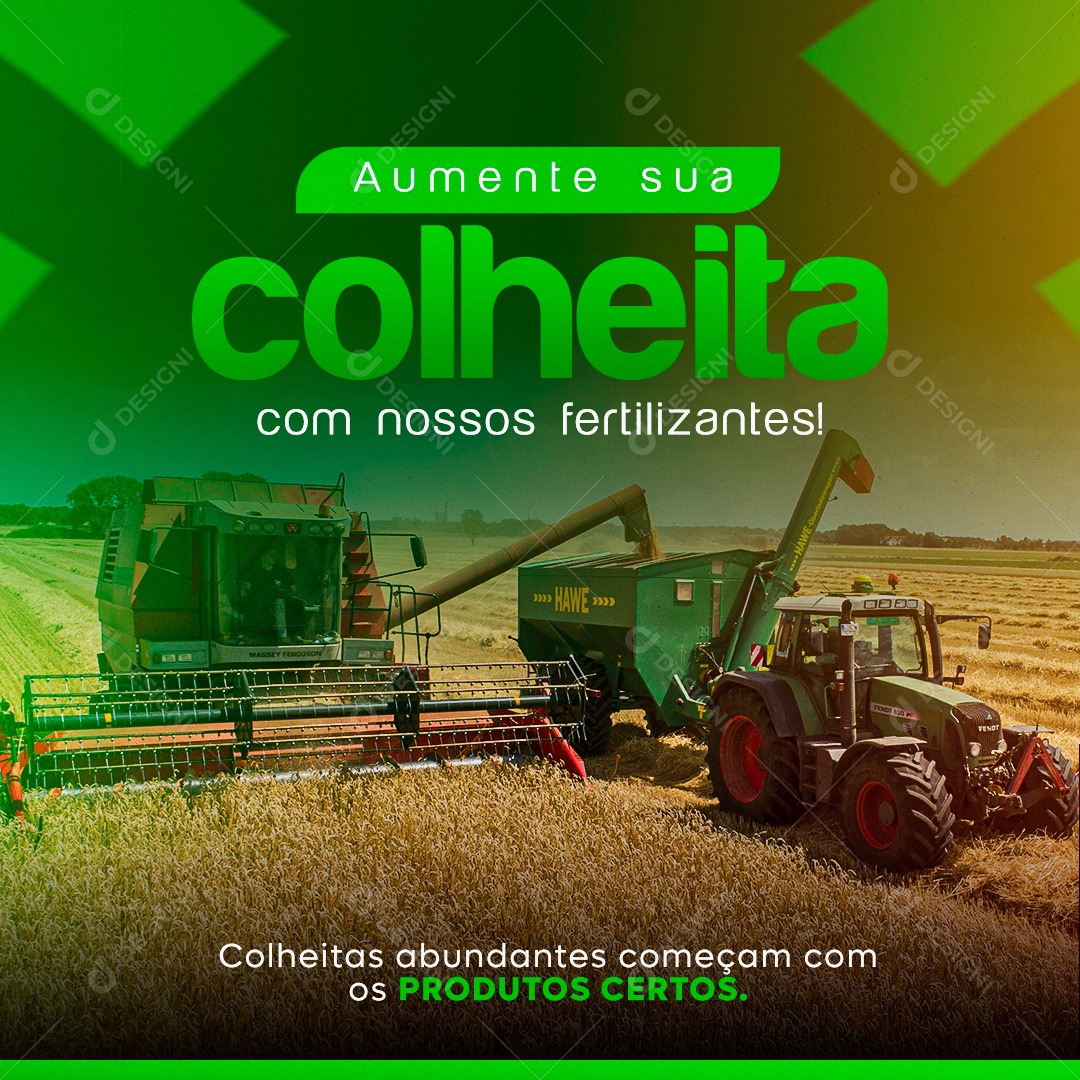 Aumente Sua Colheita Com Nossos Fertilizantes Social Media PSD Editável