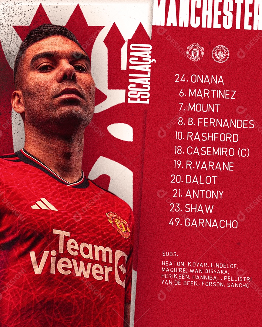 Futebol Manchester Jogador Casemiro Social Media PSD Editável