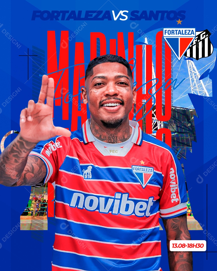 Futebol Fortaleza X Santos Jogador Marinho Social Media PSD Editável