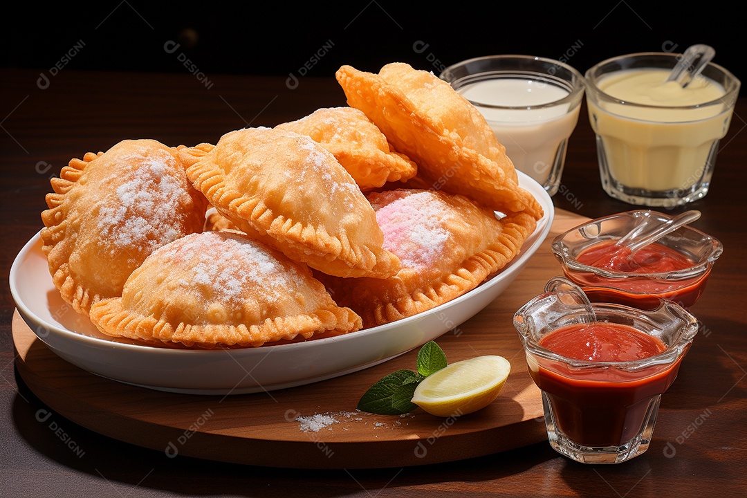 Lanche frito pastel brasileiro recheado com carne e queijo
