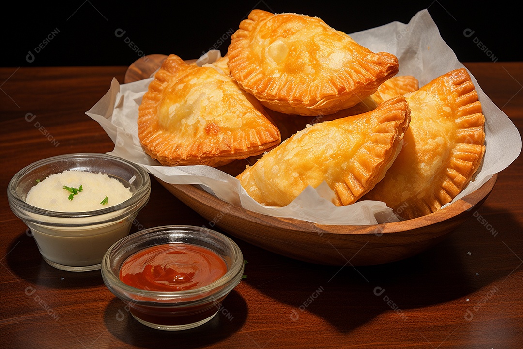 Lanche frito pastel brasileiro recheado com carne e queijo