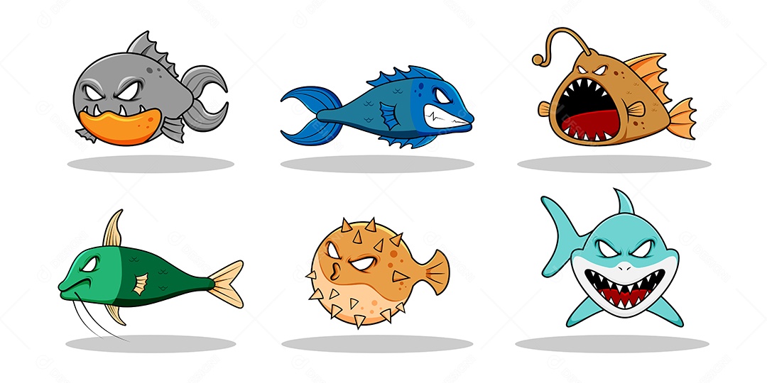 Personagens de Peixes Vetor EPS