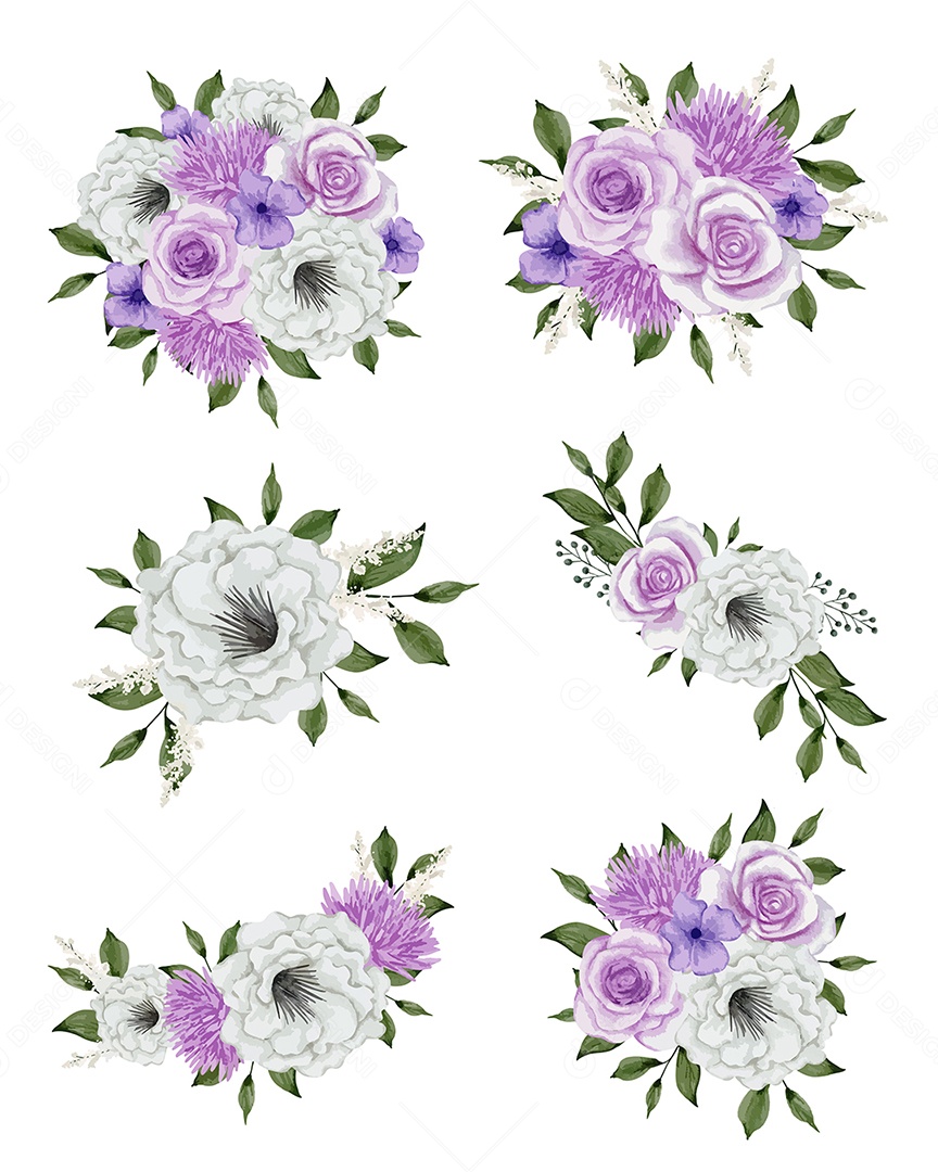 Conjuntos de Buquê de Flores Vetor EPS