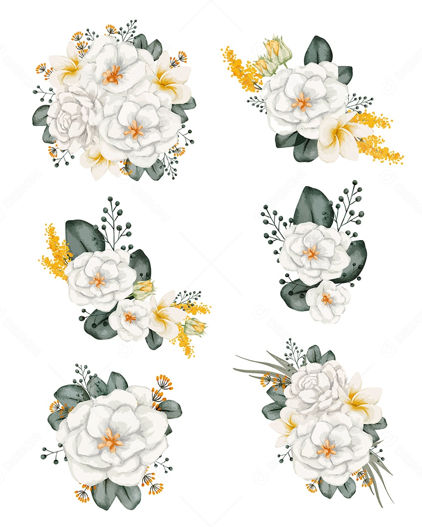 Conjuntos de Buquê de Flores Vetor EPS