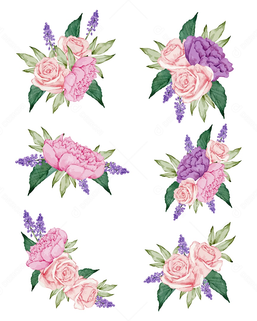 Conjuntos de Buquê de Flores Vetor EPS