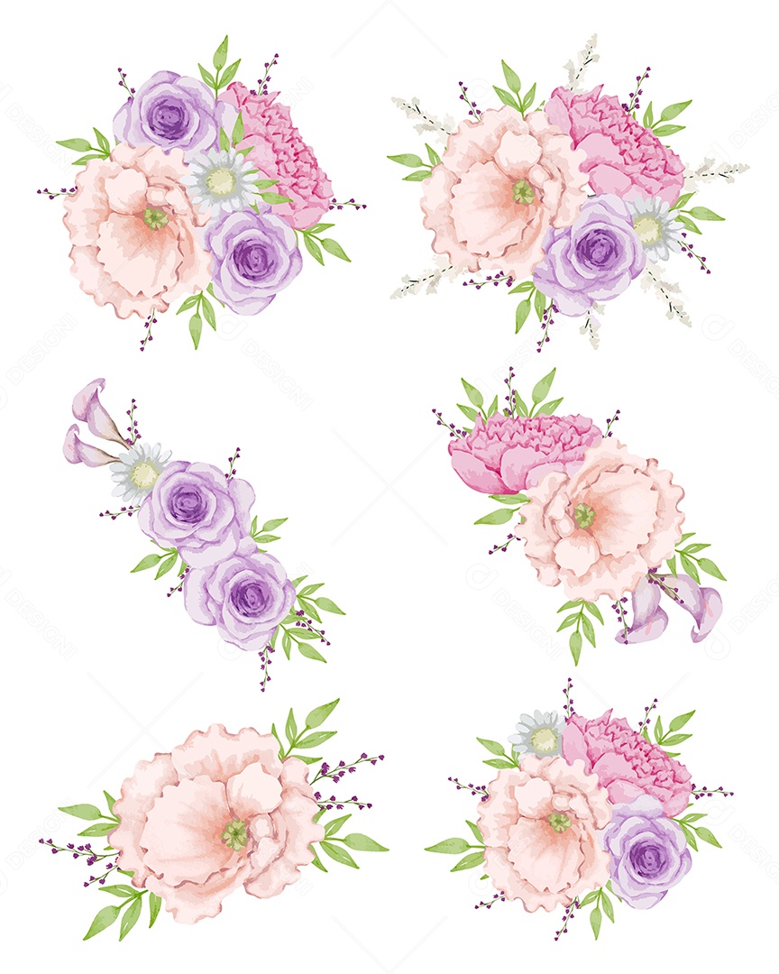 Conjuntos de Buquê de Flores Vetor EPS