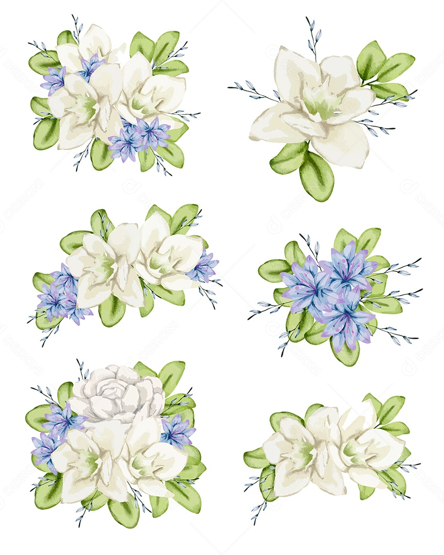 Conjuntos de Buquê de Flores Vetor EPS