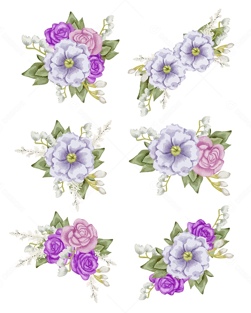 Conjuntos de Buquê de Flores Vetor EPS