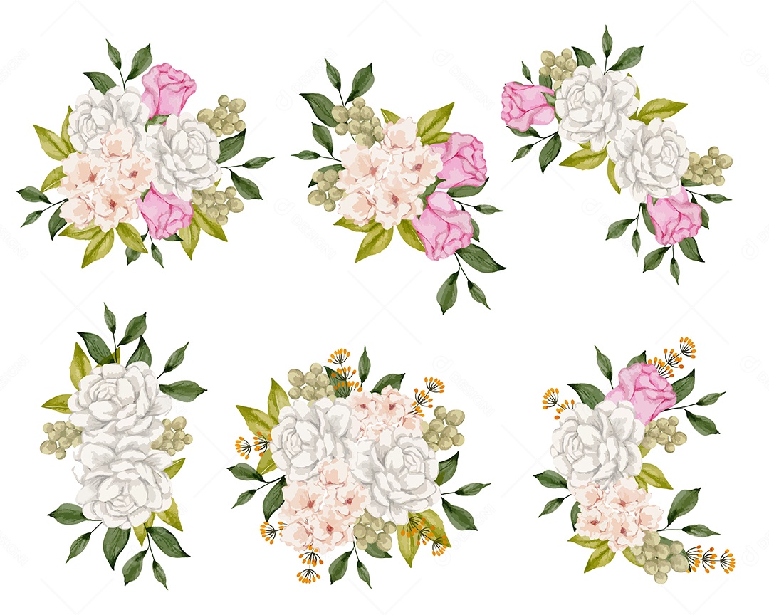 Conjuntos de Buquê de Flores Vetor EPS