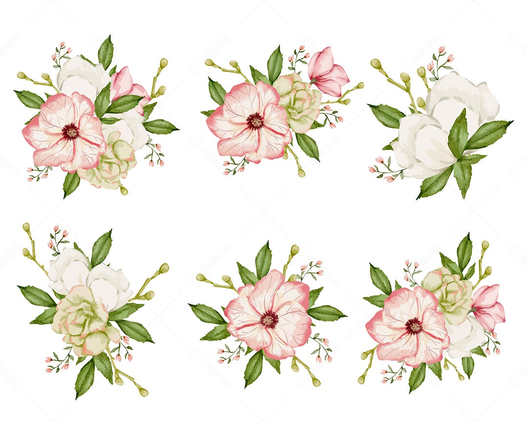 Conjuntos de Buquê de Flores Vetor EPS