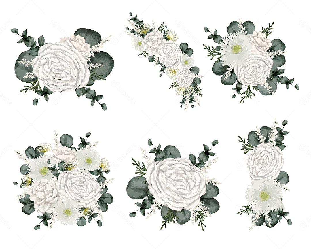 Conjuntos de Buquê de Flores Vetor EPS