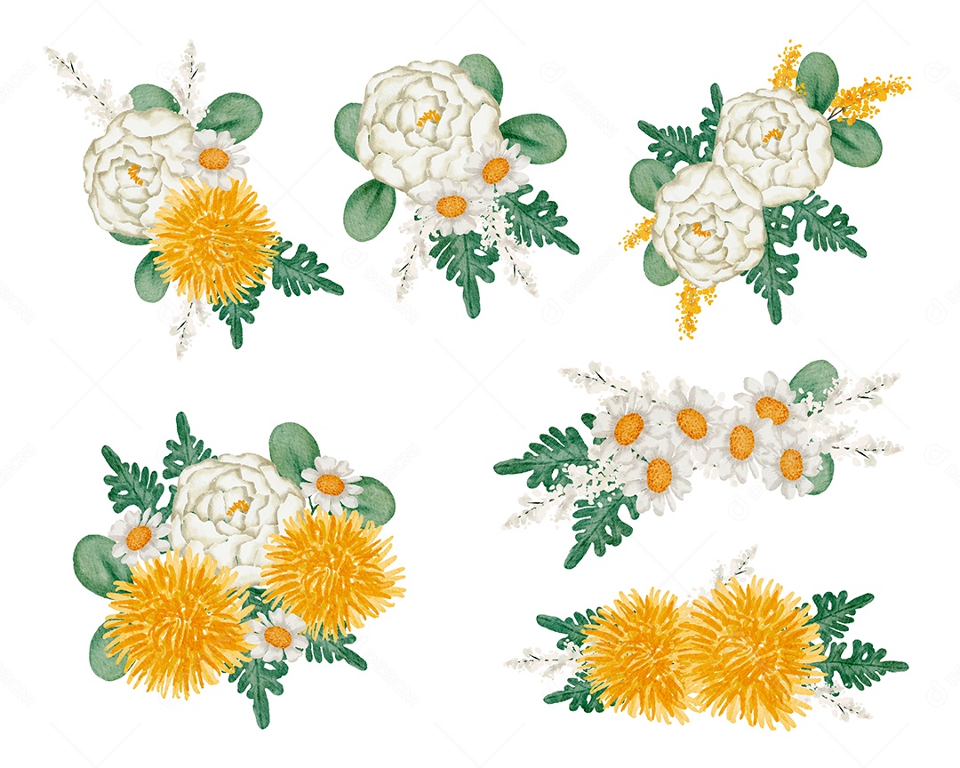 Conjuntos de Buquê de Flores Vetor EPS