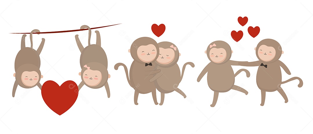 Casal de Macacos Ilustração Vetor EPS