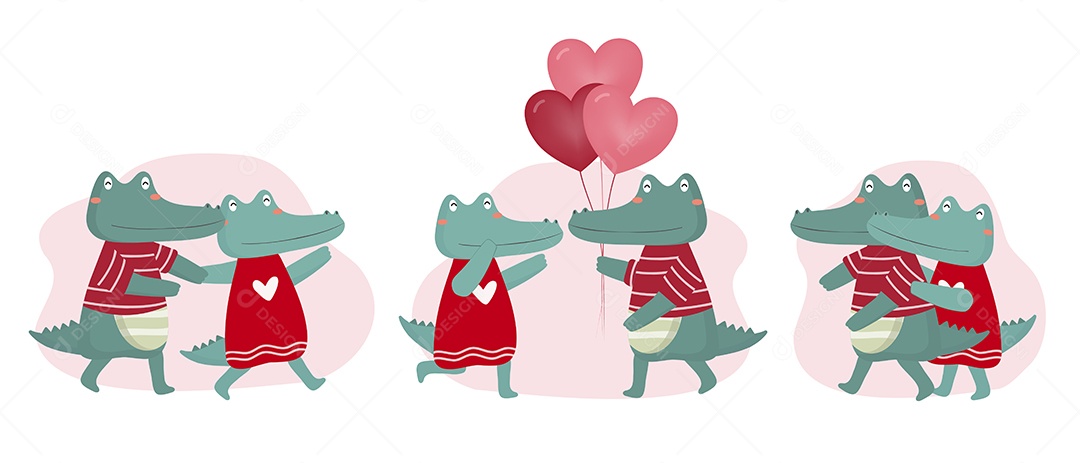 Casal de Jacaré Ilustração Vetor EPS