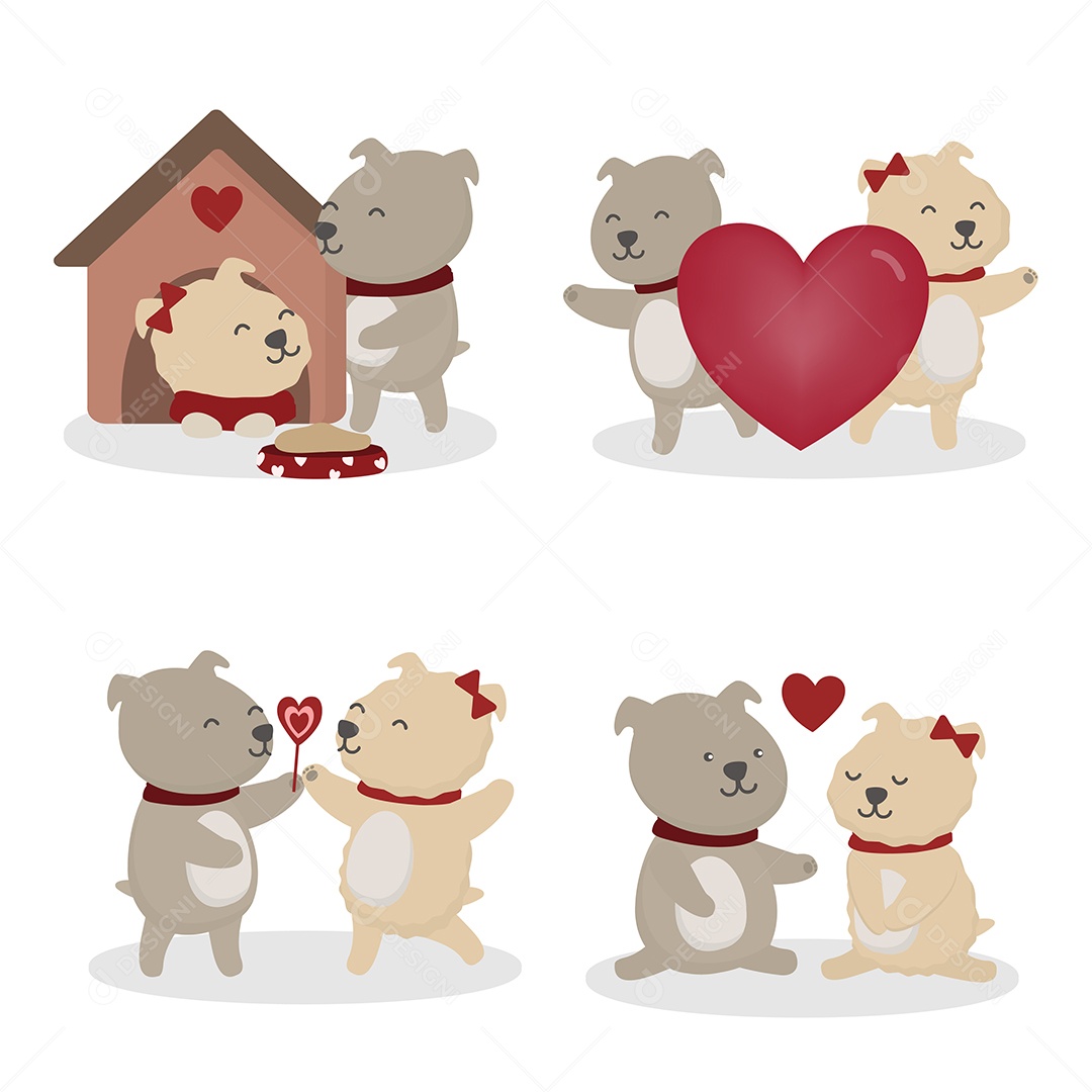 Casal de Cachorros Ilustração Vetor EPS