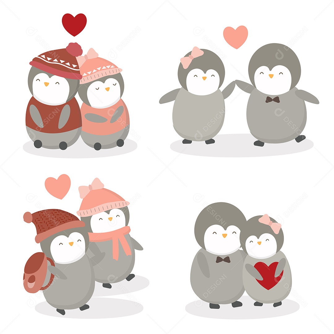 Casal de Pinguim Ilustração Vetor EPS