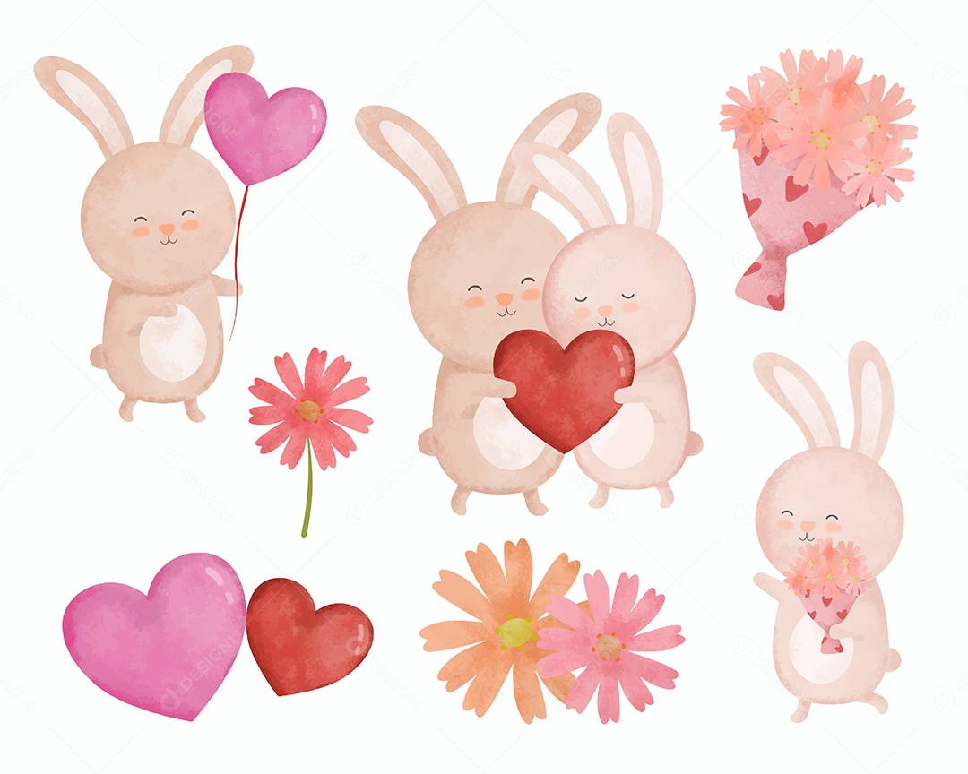 Casal de Coelho Ilustração Vetor EPS